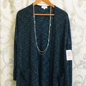 LuLaRoe Blue Jacquard Dot Sarah Cardigan
